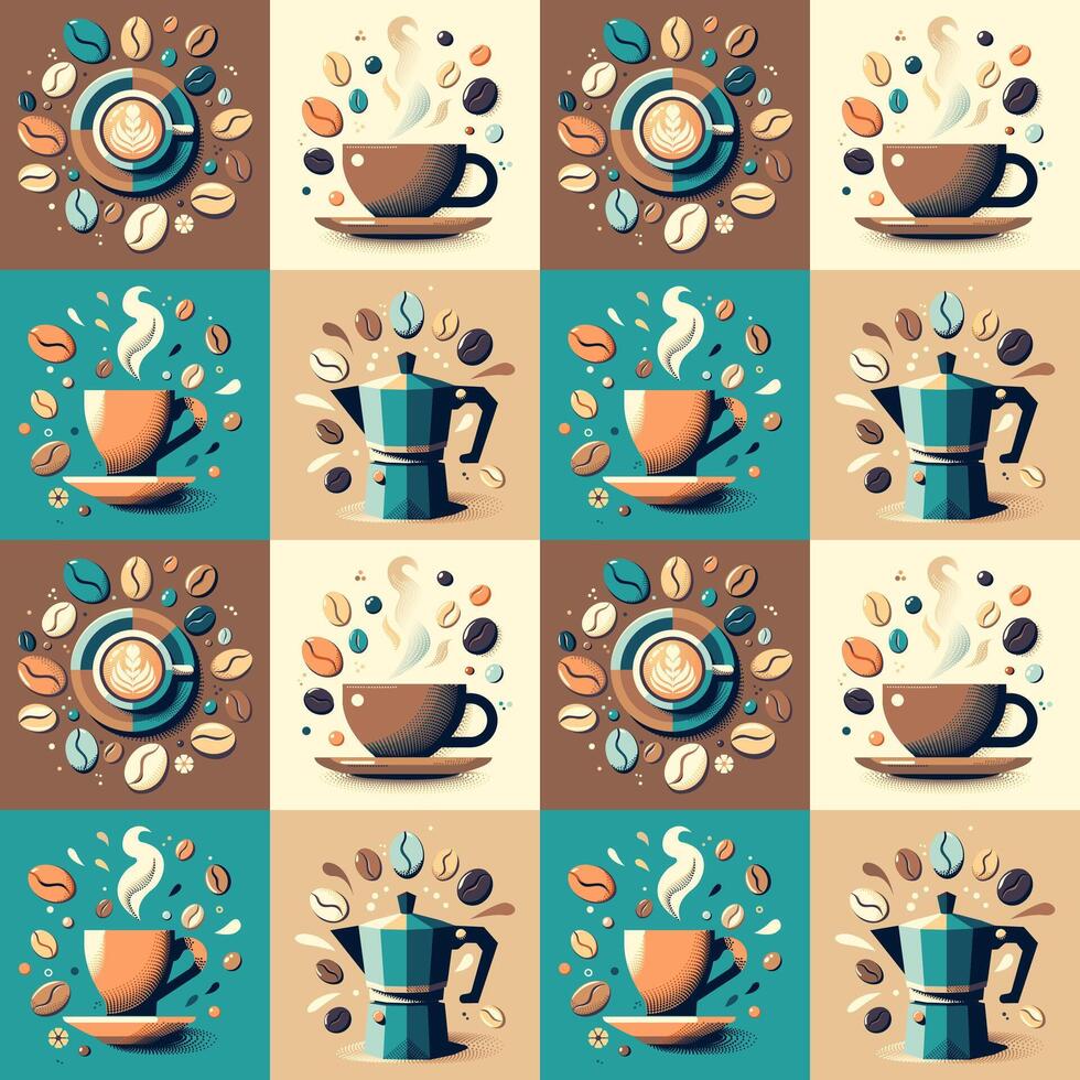 retro koffie naadloos achtergrond vector