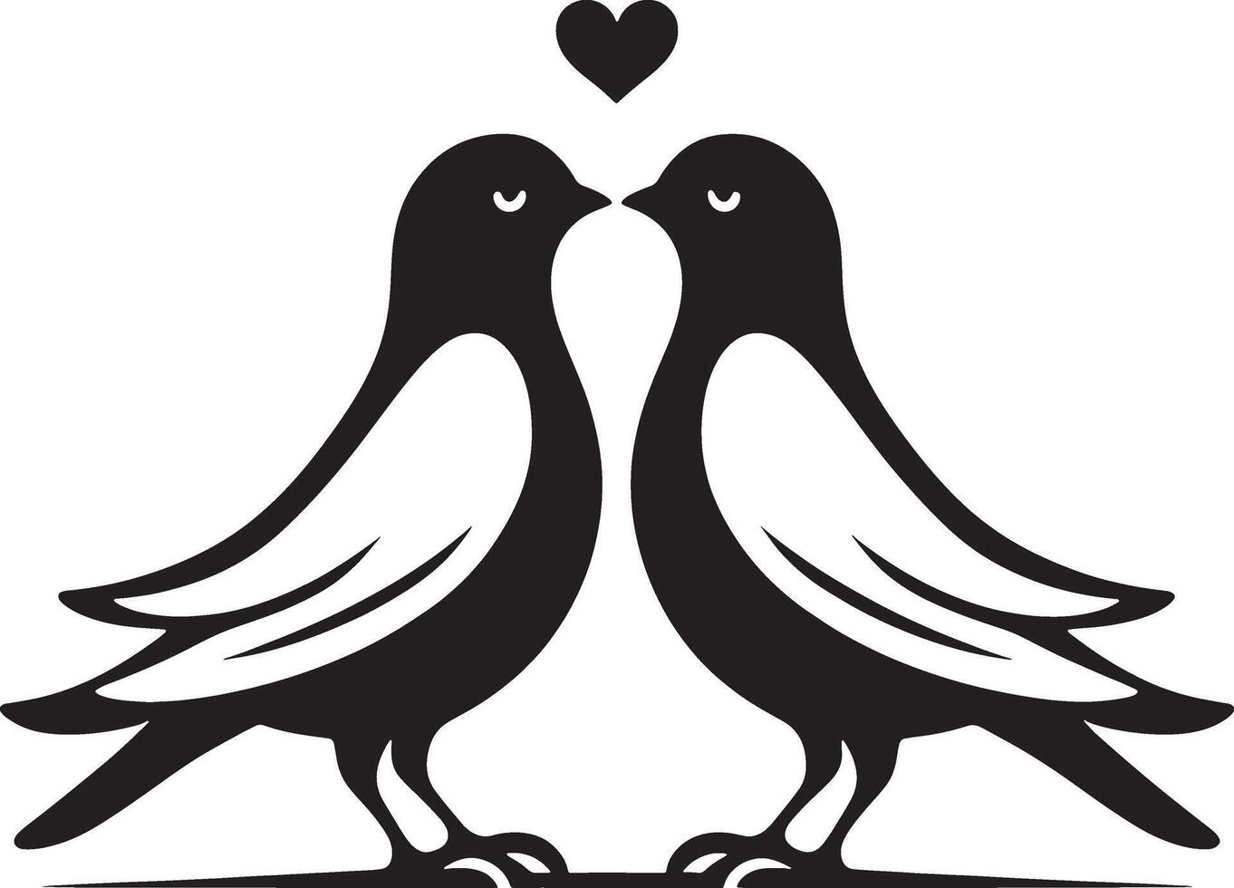 liefhebbend vogelstand Aan de Afdeling van een boom clip art silhouet in zwart kleur. duif illustratie sjabloon voor tatoeëren of laser snijden. vector