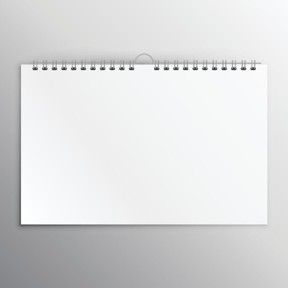 horizontaal kalender of notitieboekje blanco mockup ontwerp sjabloon vector