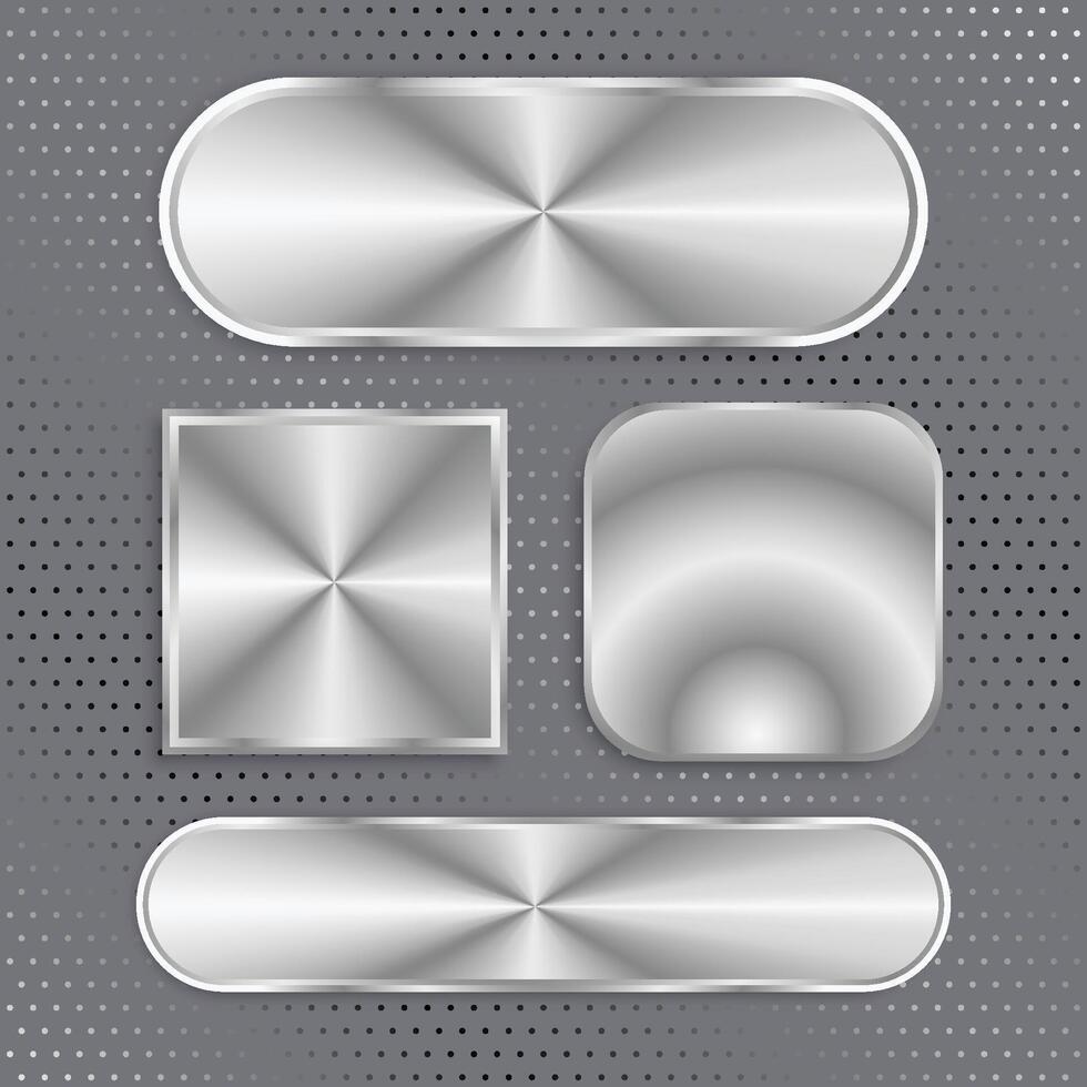 metaal toetsen. ronde, rechthoek en ovaal toetsen Aan geperforeerd achtergrond vector