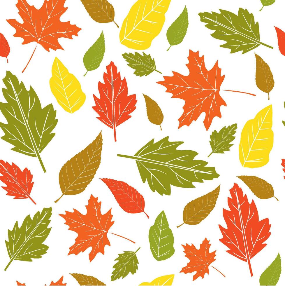 herfst gekleurde bladeren Aan een wit achtergrond. het drukken Aan kleding stof en textiel. naadloos patroon voor behang en achtergrond vector