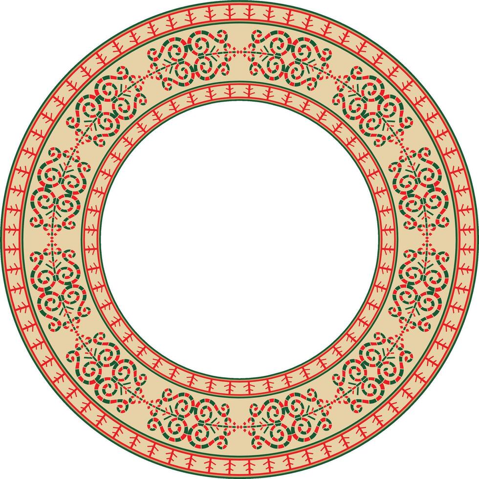 gekleurde ronde yakut ornament. eindeloos cirkel, grens, kader van de noordelijk volkeren van de ver oosten- vector