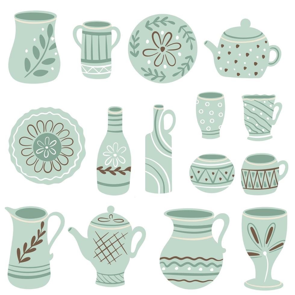 grote set van keramiek of aardewerk vectorillustratie vector