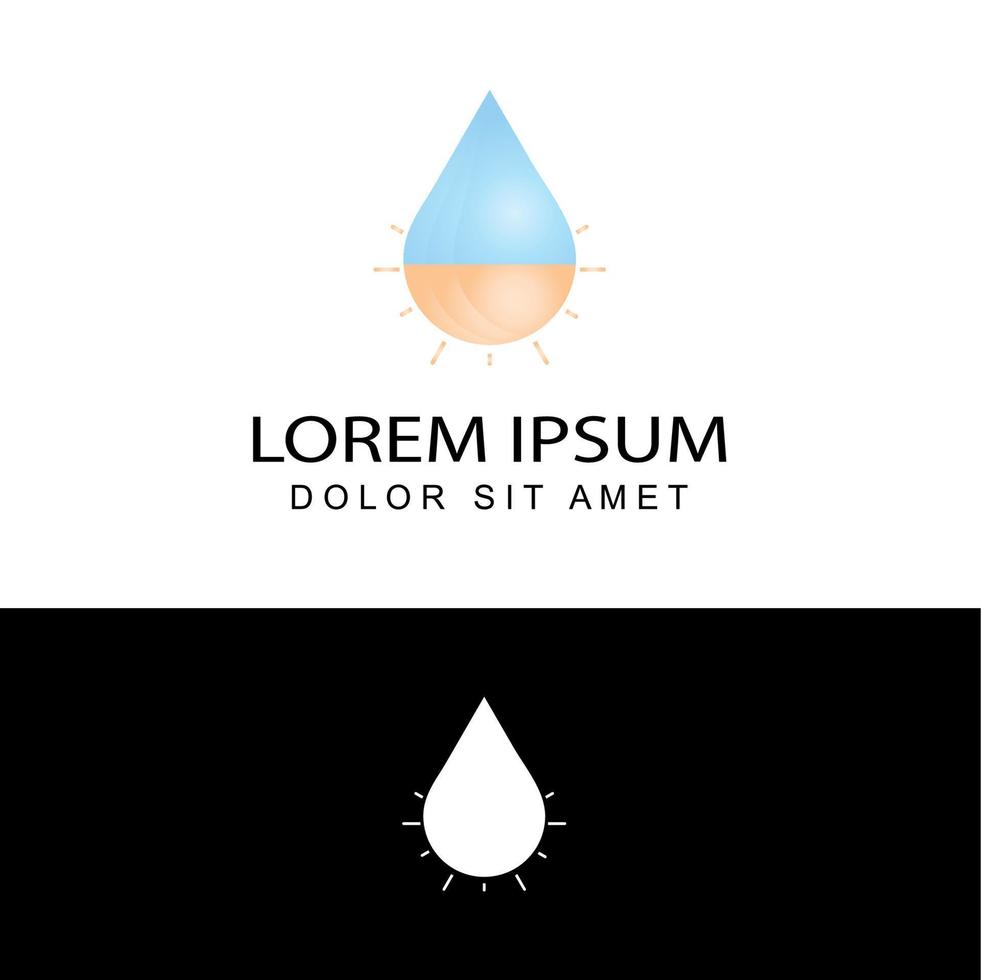 water en zon logo sjabloon ontwerp vector