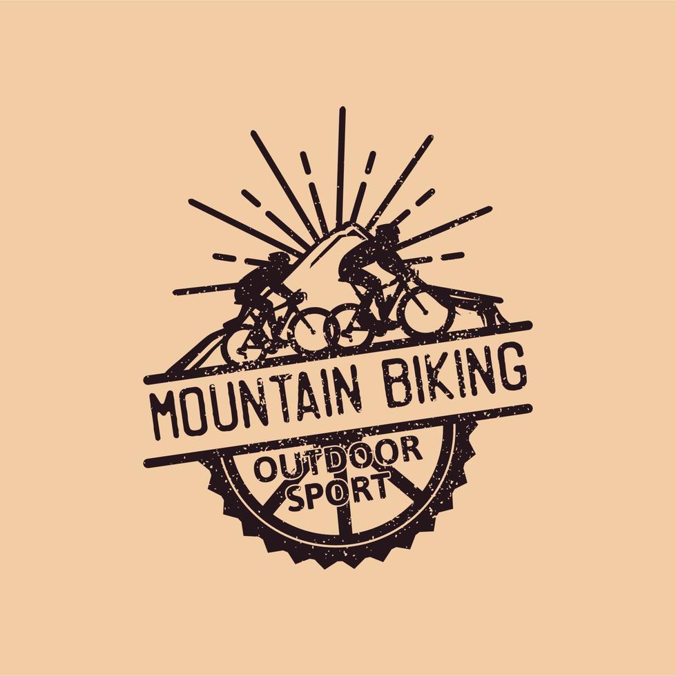 mountainbiken, buitensport vintage t-shirtontwerp en poster vector