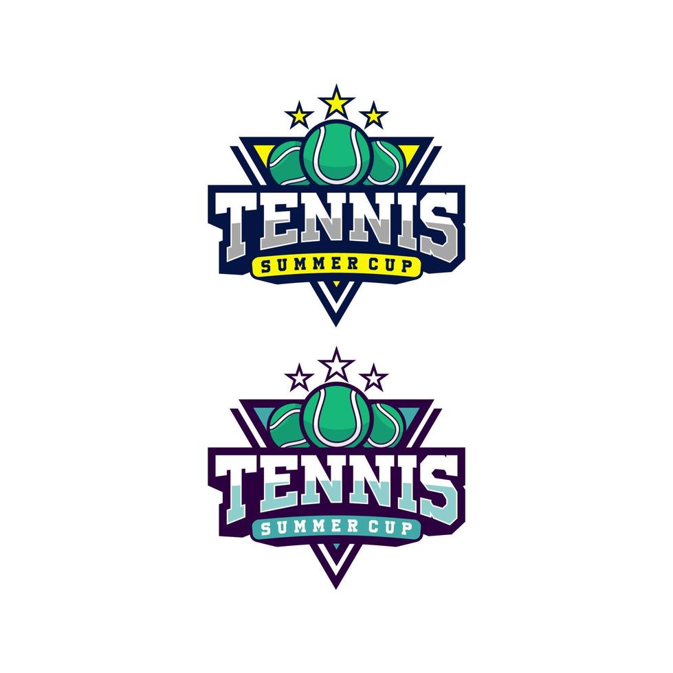 tenniskampioenschap logo premium met bal illustratie ontwerp badge vector