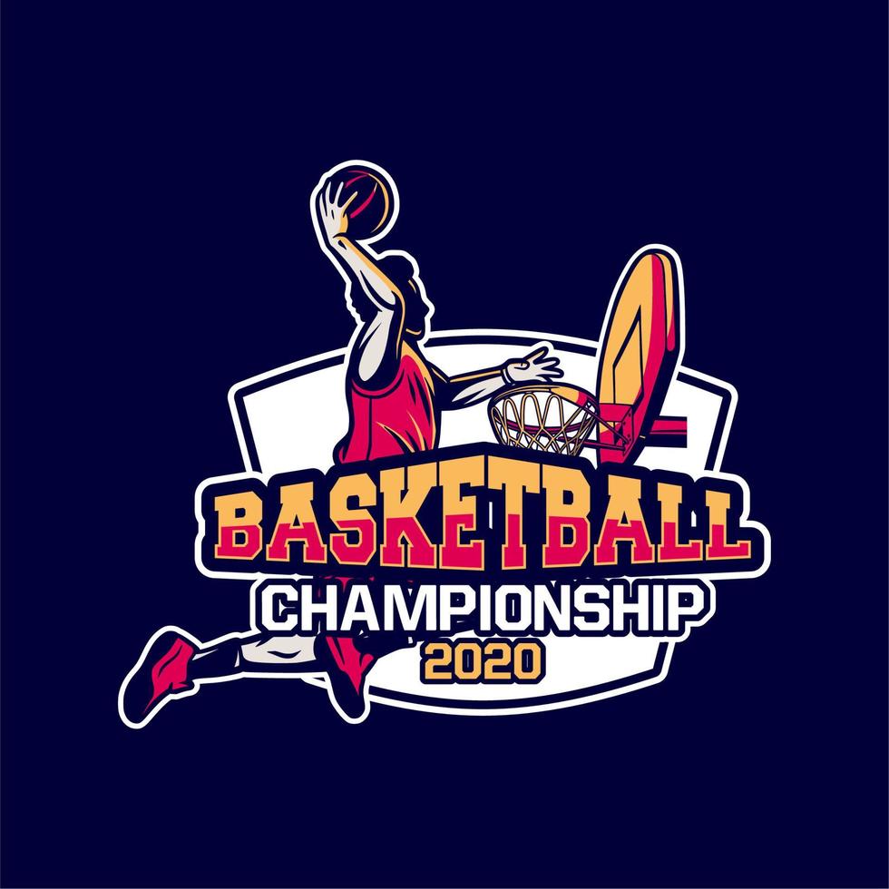 basketbalkampioenschap 2020 moderne en professionele badge of logo voor uw team vector