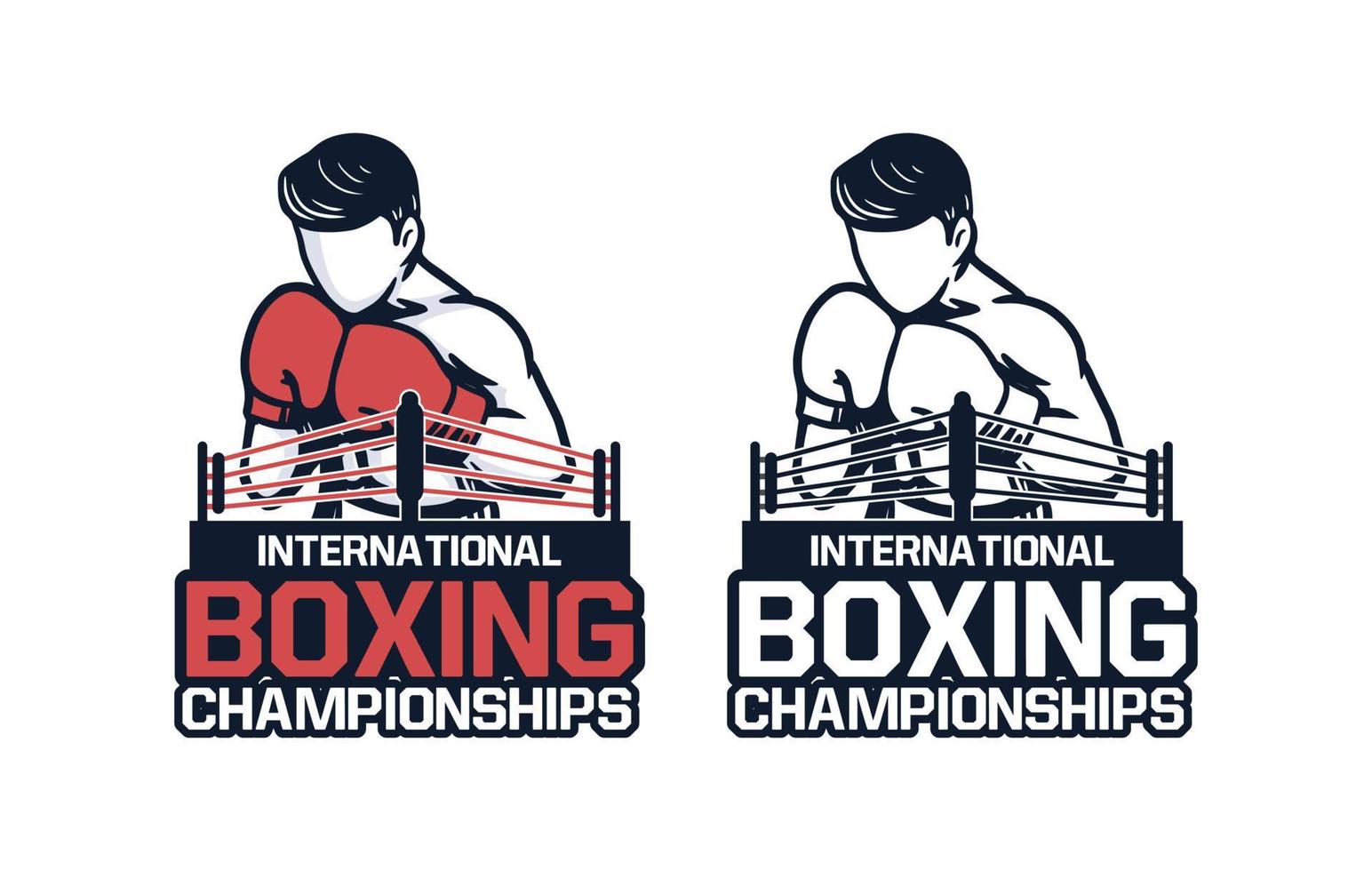 internationale bokskampioenschappen logo ontwerp toernooi embleem teken badge t-shirt ontwerp poster vector