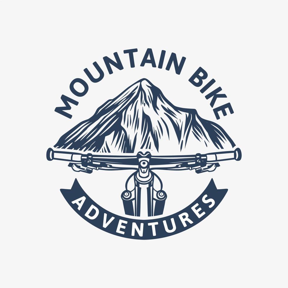 mountainbike avonturen vintage logo sjabloon met stuur en berg illustratie vector