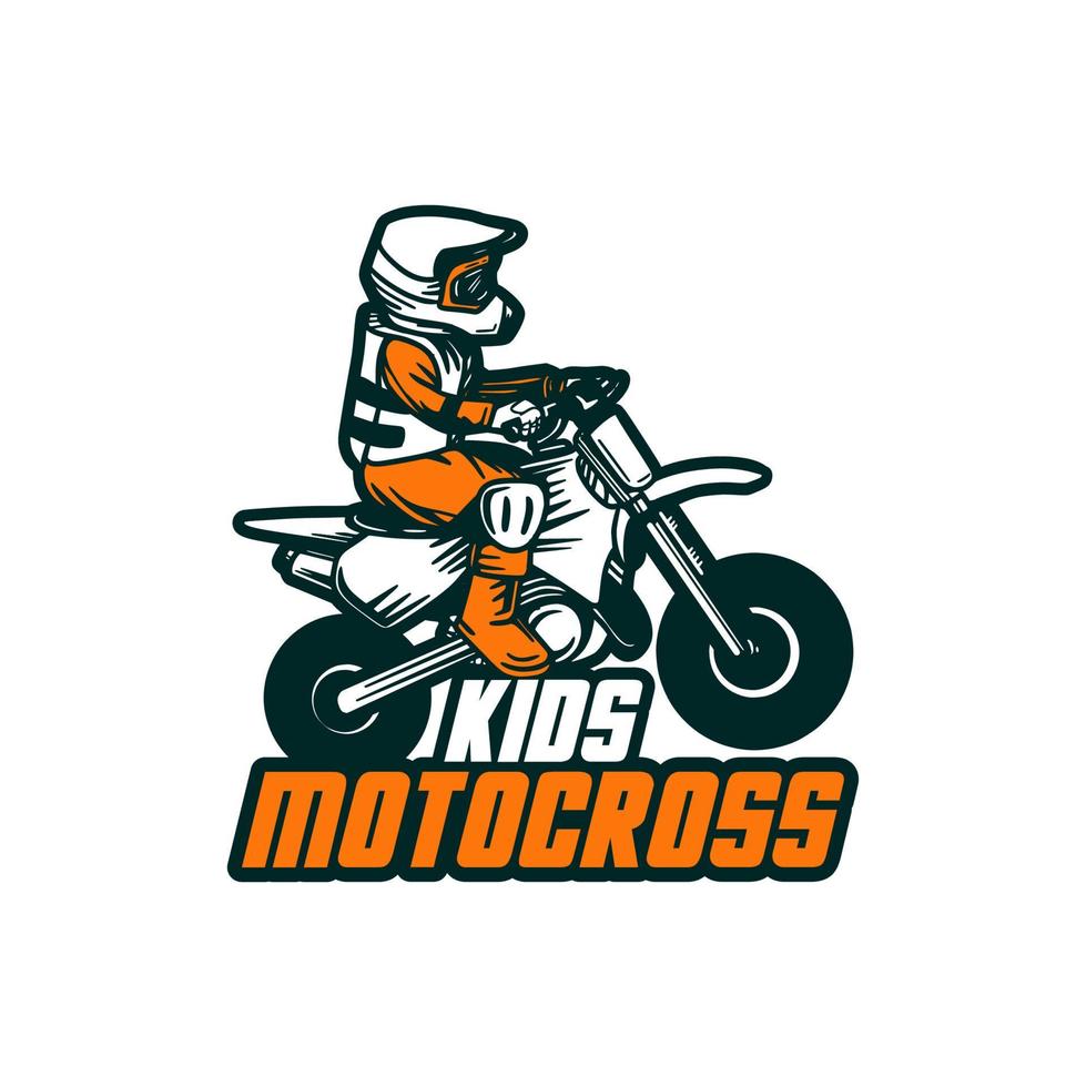 motorcross kinderen ontwerp vector badge sticker patch logo t-shirt illustratie koopwaar