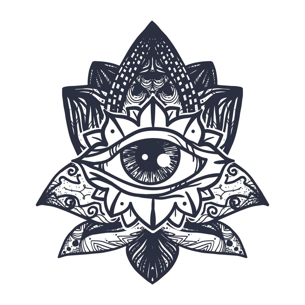 oog op lotus tattoo vector