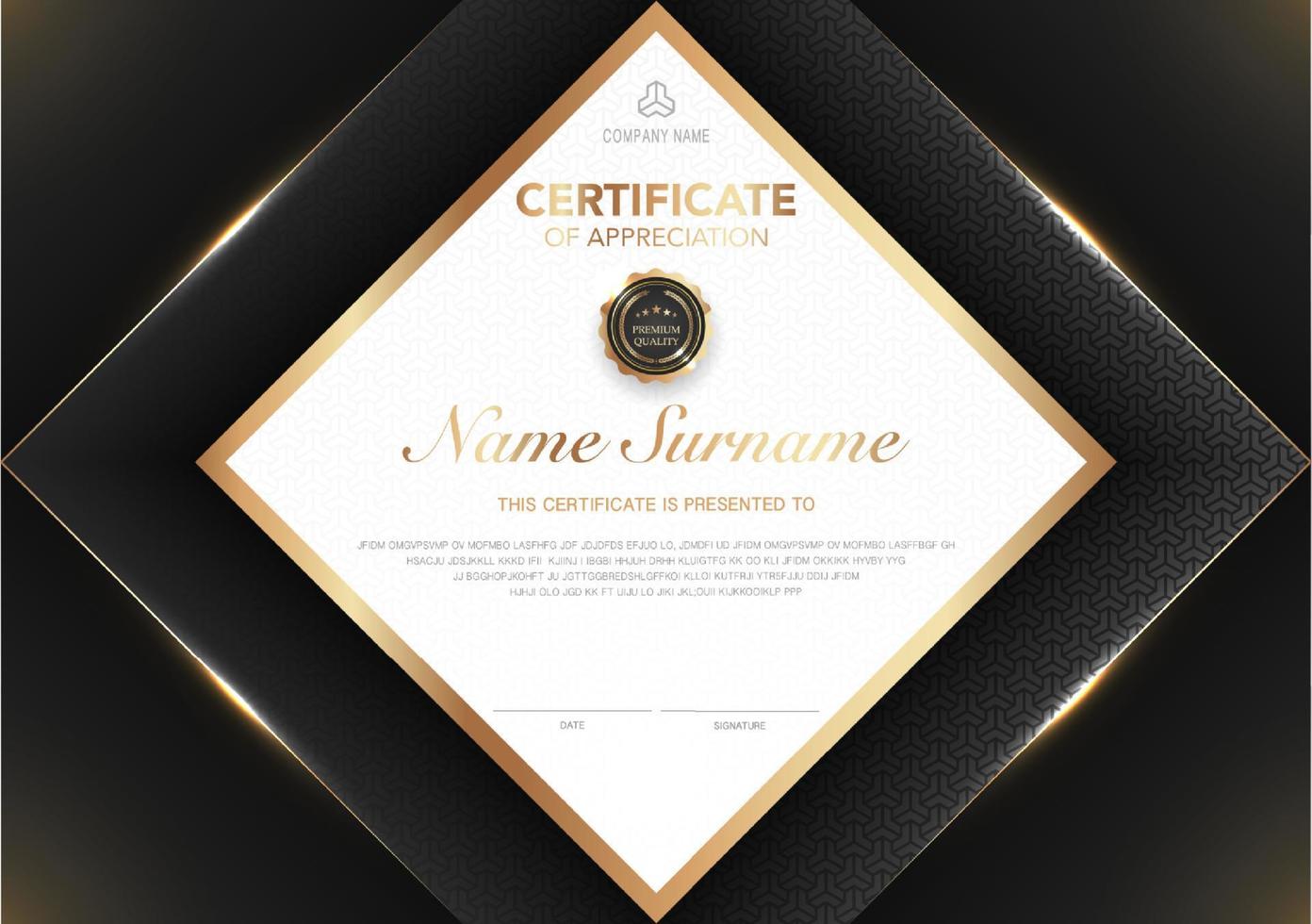 certificaat sjabloon zwart en goud luxe stijl afbeelding. diploma van geometrisch modern design. eps10-vector. vector