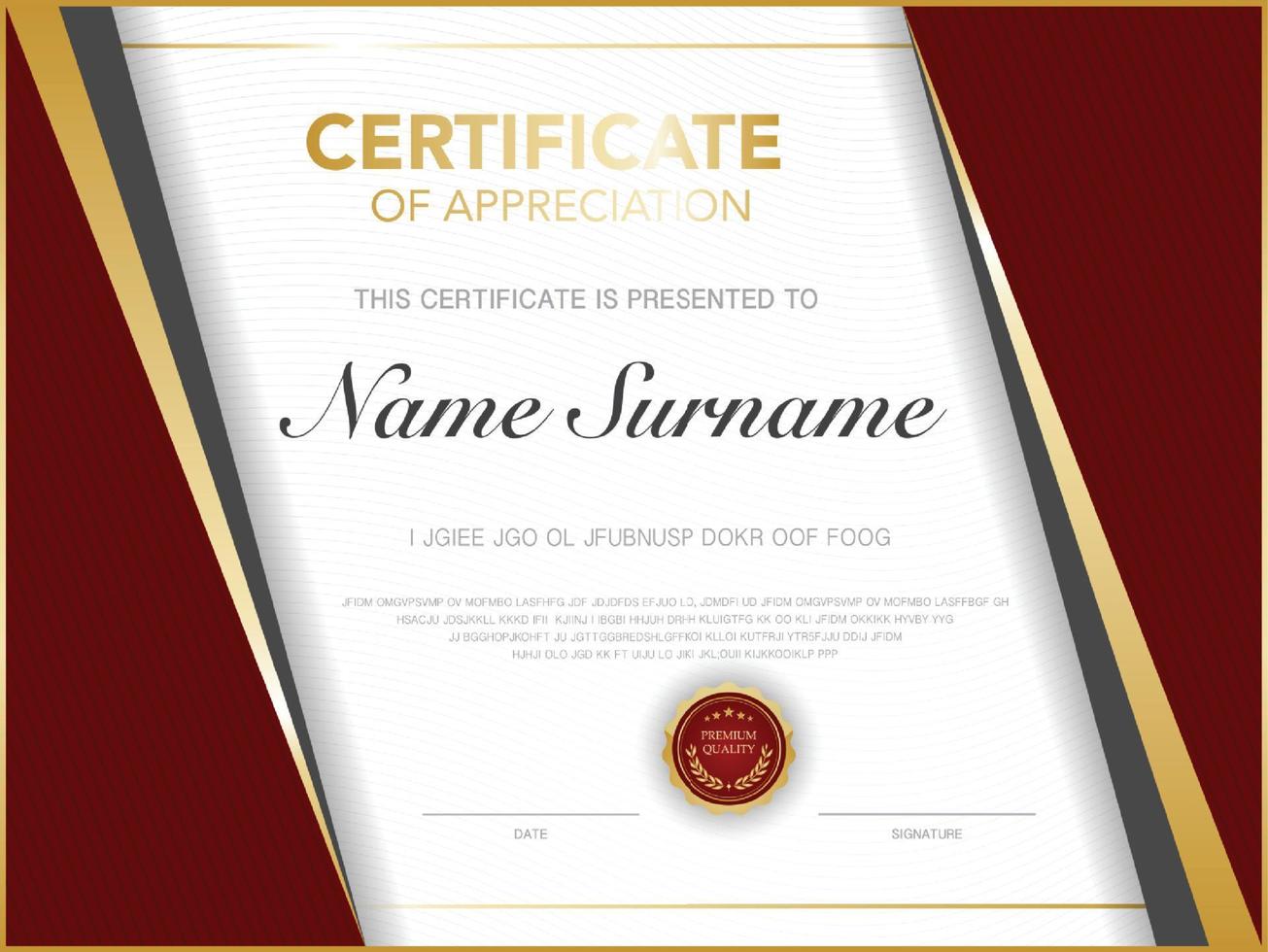 diploma certificaat sjabloon rode en gouden kleur met luxe en moderne stijl vector afbeelding.