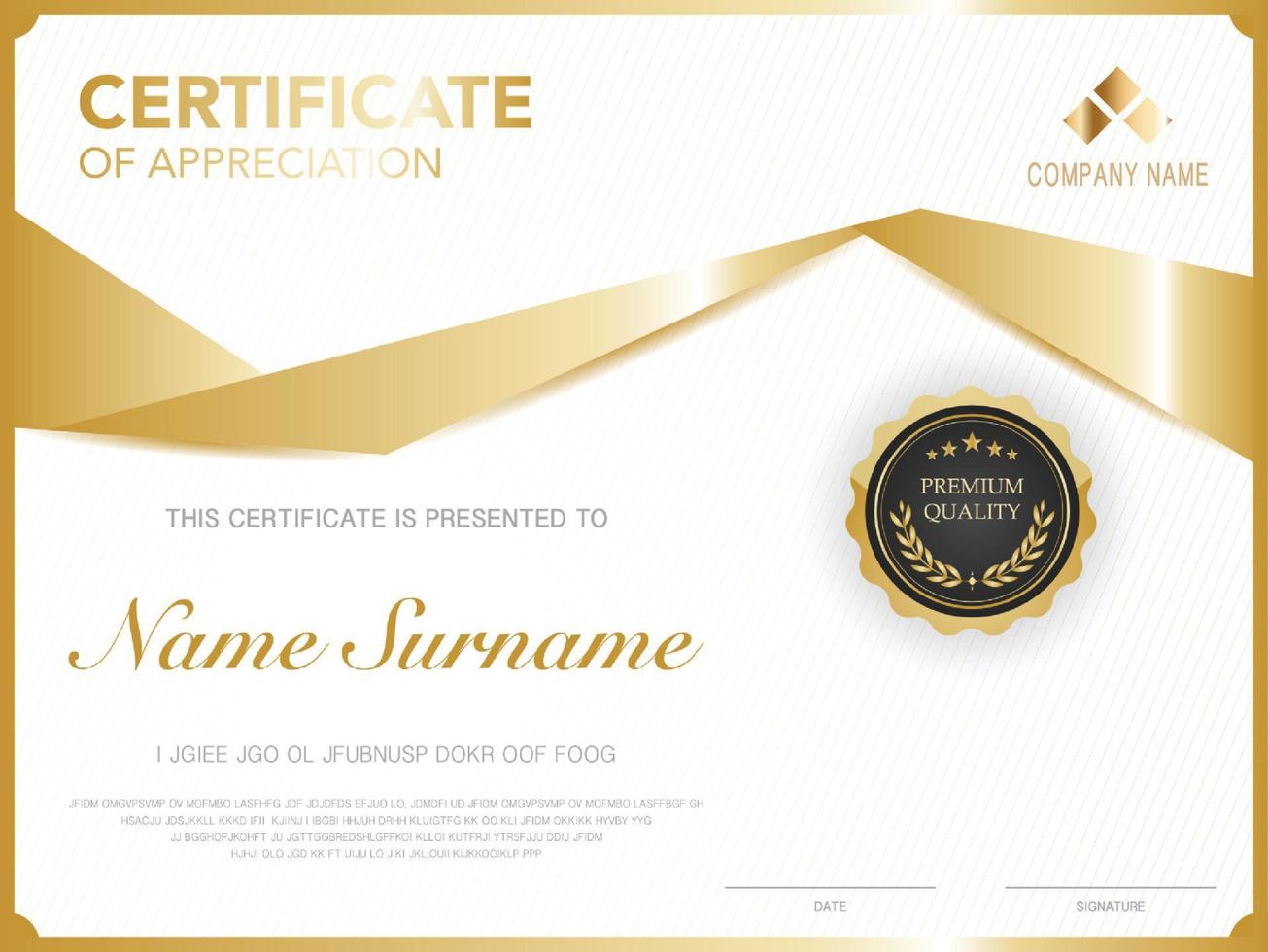 diploma certificaat sjabloon zwarte en gouden kleur met luxe en moderne stijl vector afbeelding.