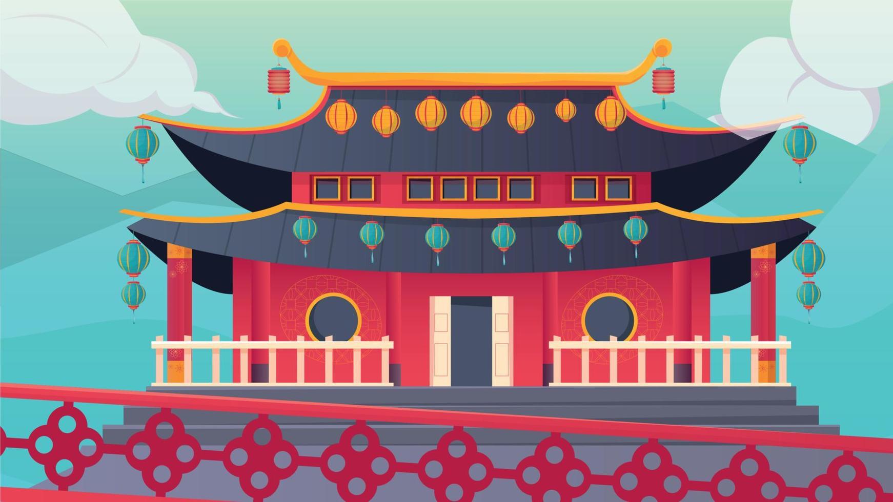 chinese tempel illustratie vector