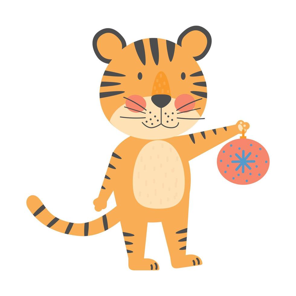 tijger symbool van 2022 jaar nieuwjaar mascotte schattig vetor plat dier karakter geïsoleerd op een witte achtergrond vector