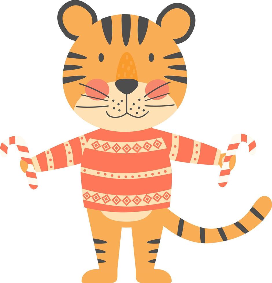 tijger symbool van 2022 jaar nieuwjaar mascotte schattig vetor plat dier karakter geïsoleerd op een witte achtergrond vector