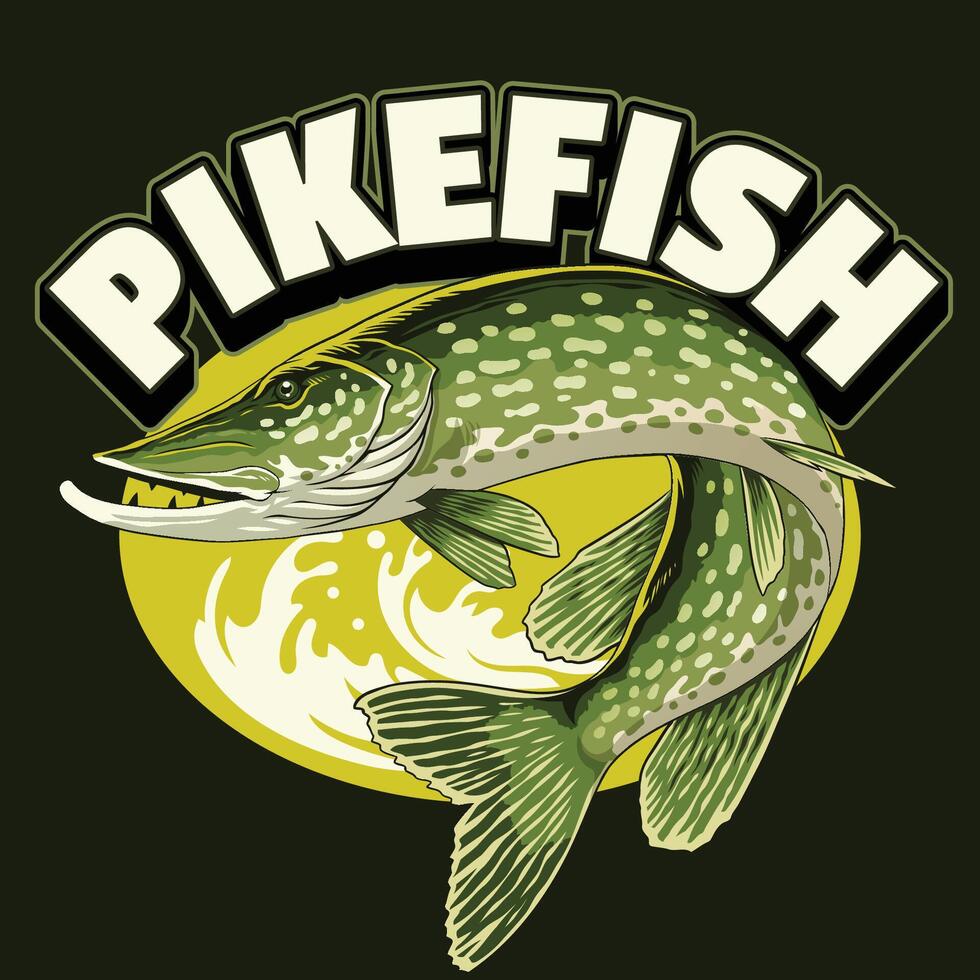 t-shirt ontwerp van snoek vis ontwerp vector