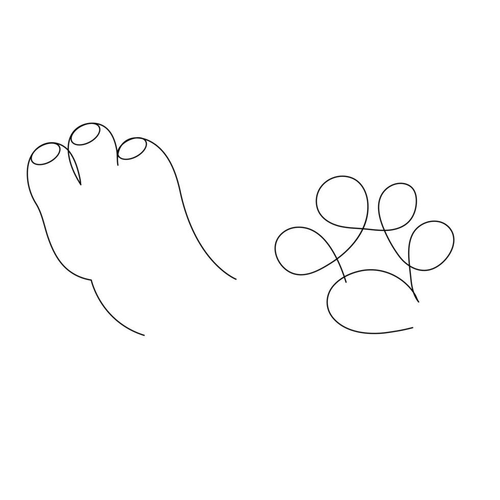 hond poot doorlopend single een lijn tekening kunst ontwerp vector