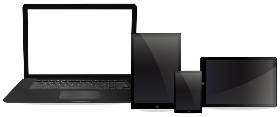 Een set compueters en tablets vector