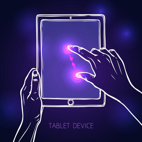 Hand houdt tablet vast vector