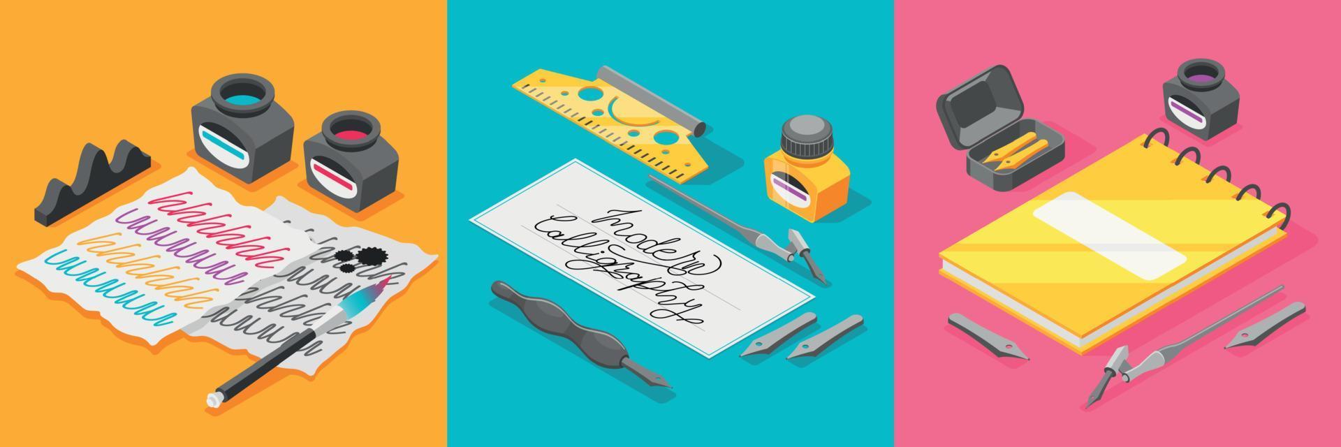 kalligrafische tools ontwerpconcept vector