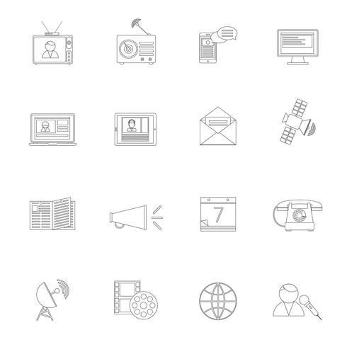 Media pictogrammen schetsen set vector