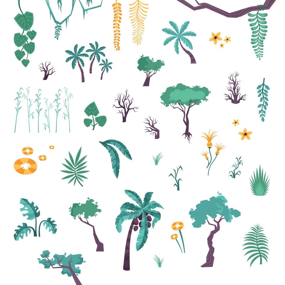 exotische planten pictogrammenset vector