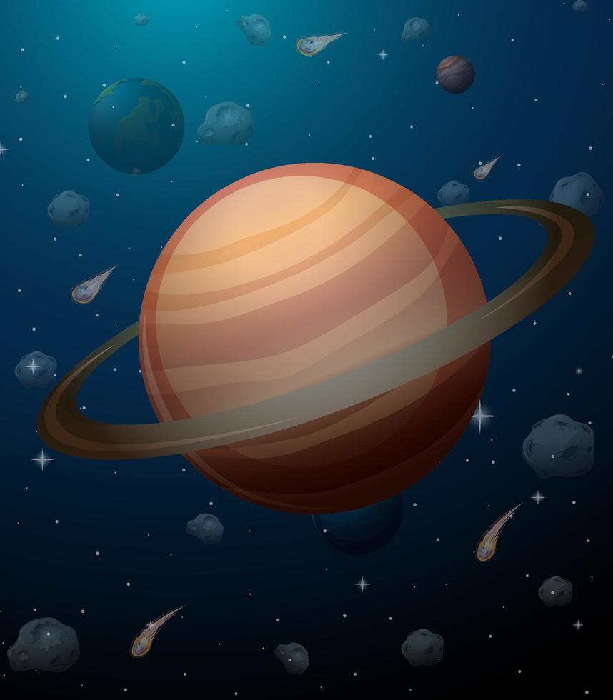 Saturnus planeet op ruimte achtergrond vector