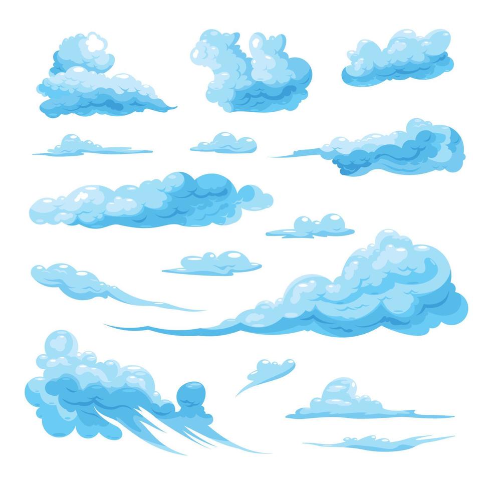 lucht wolken ingesteld op witte achtergrond vector