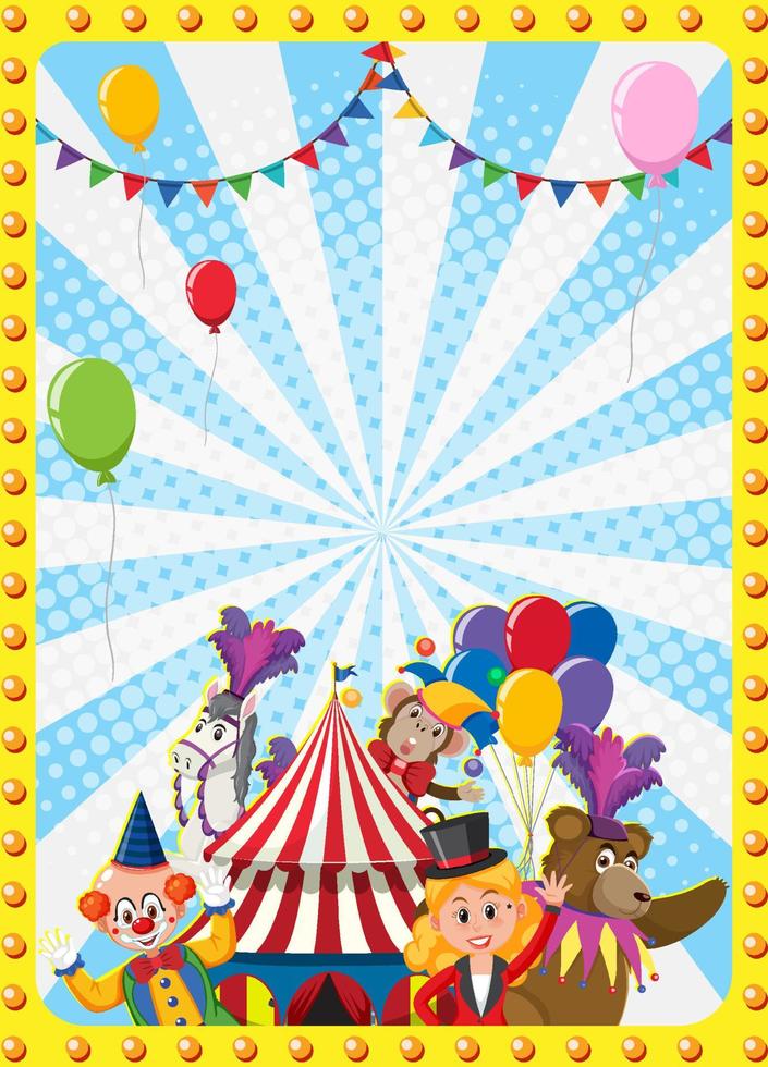 circus poster achtergrond met stripfiguur vector