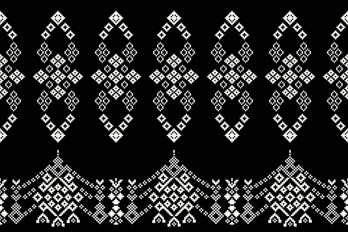 traditioneel zwart etnisch motieven ikat meetkundig kleding stof patroon kruis steek.ikat borduurwerk etnisch oosters pixel zwart achtergrond.abstract, illustratie. textuur, decoratie, behang. vector