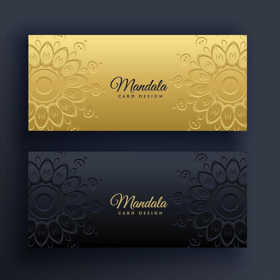 elegant goud en zwart mandala banners vector