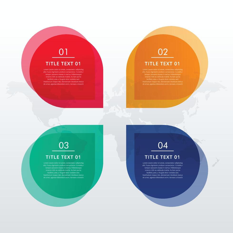 vier opties infographic ontwerp in babbelen bubbel stijl voor bedrijf presentatie, web ontwerp of workflow diagrammen lay-out vector