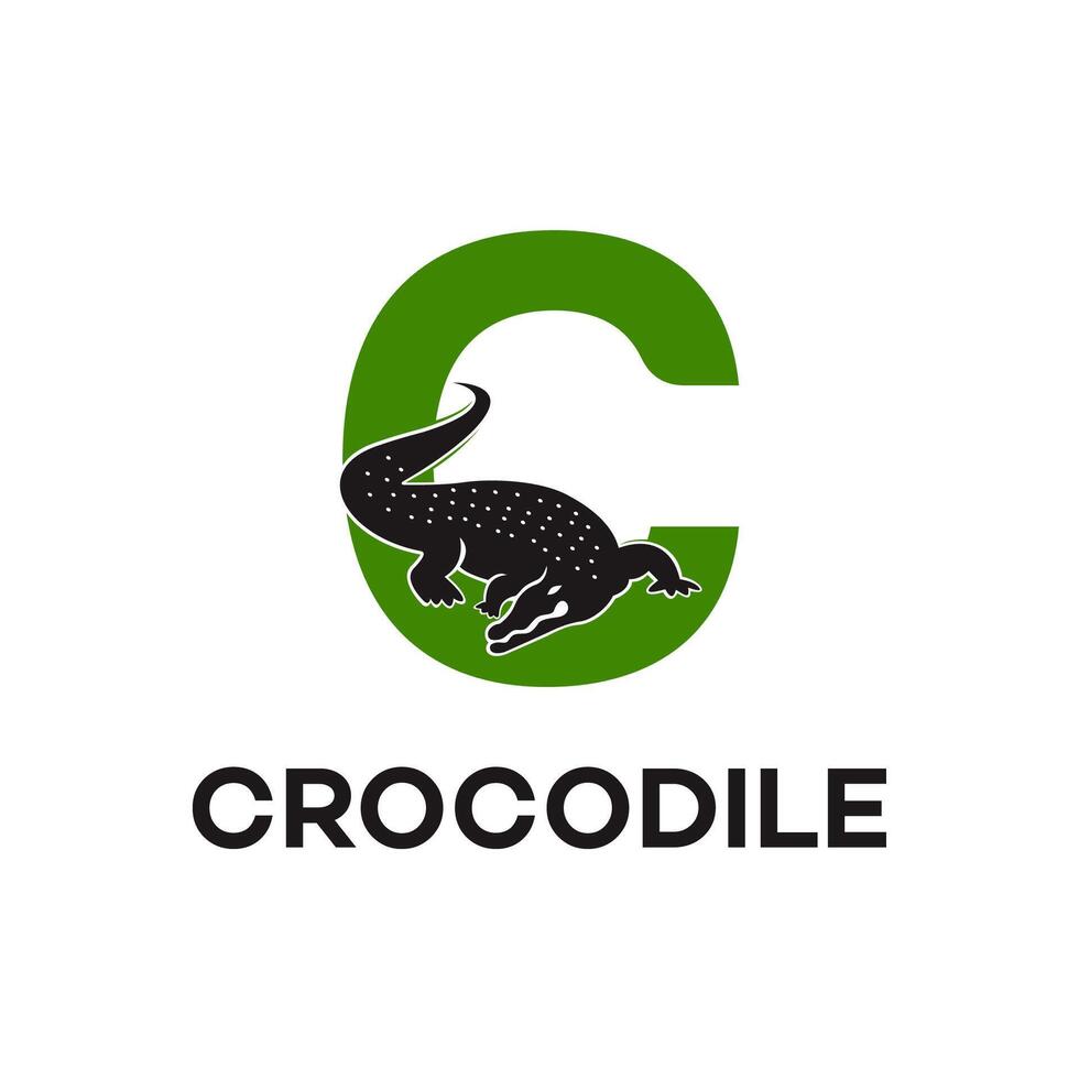 krokodil met brief c logo illustratie ontwerp vector