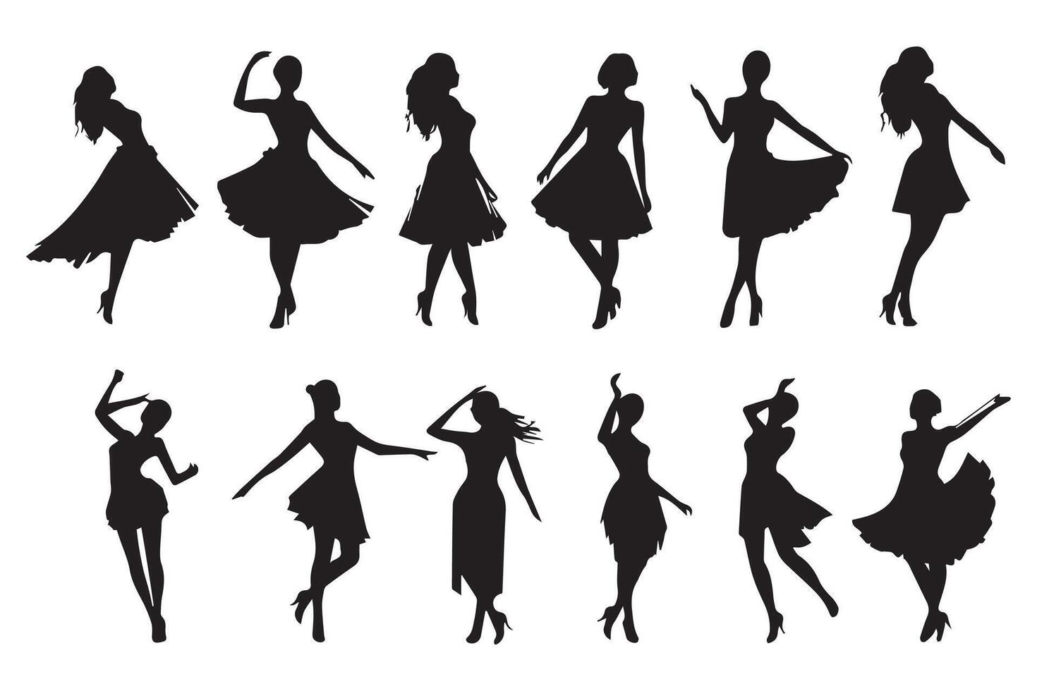 ballerina silhouet dansers geïsoleerd Aan wit achtergrond. vrouw ballet dansers vector