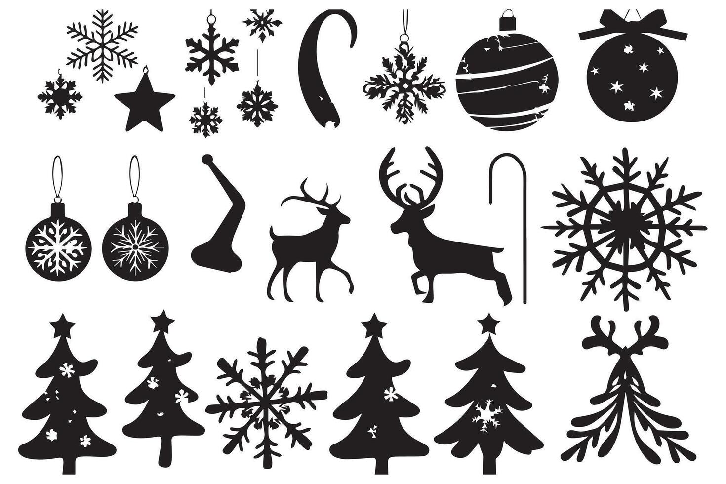 Kerstmis seizoen elementen silhouet vector