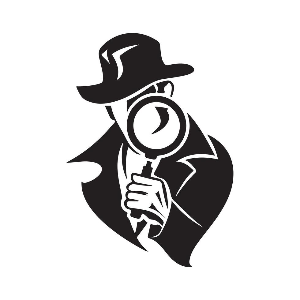 detective met vergroten glas logo ontwerp Aan wit achtergrond vector