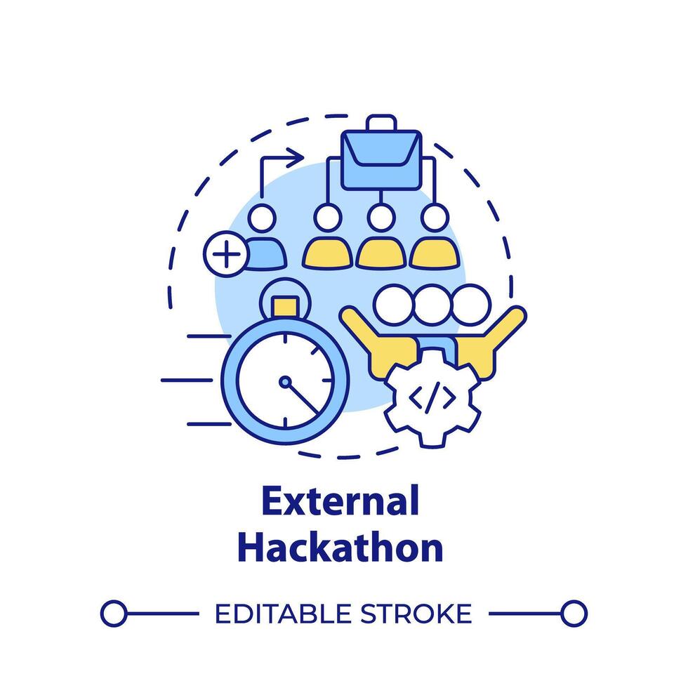 extern hackathon multi kleur concept icoon. Open innovatie. openbaar evenement. tech evenement. ronde vorm lijn illustratie. abstract idee. grafisch ontwerp. gemakkelijk naar gebruik in promotionele materialen vector