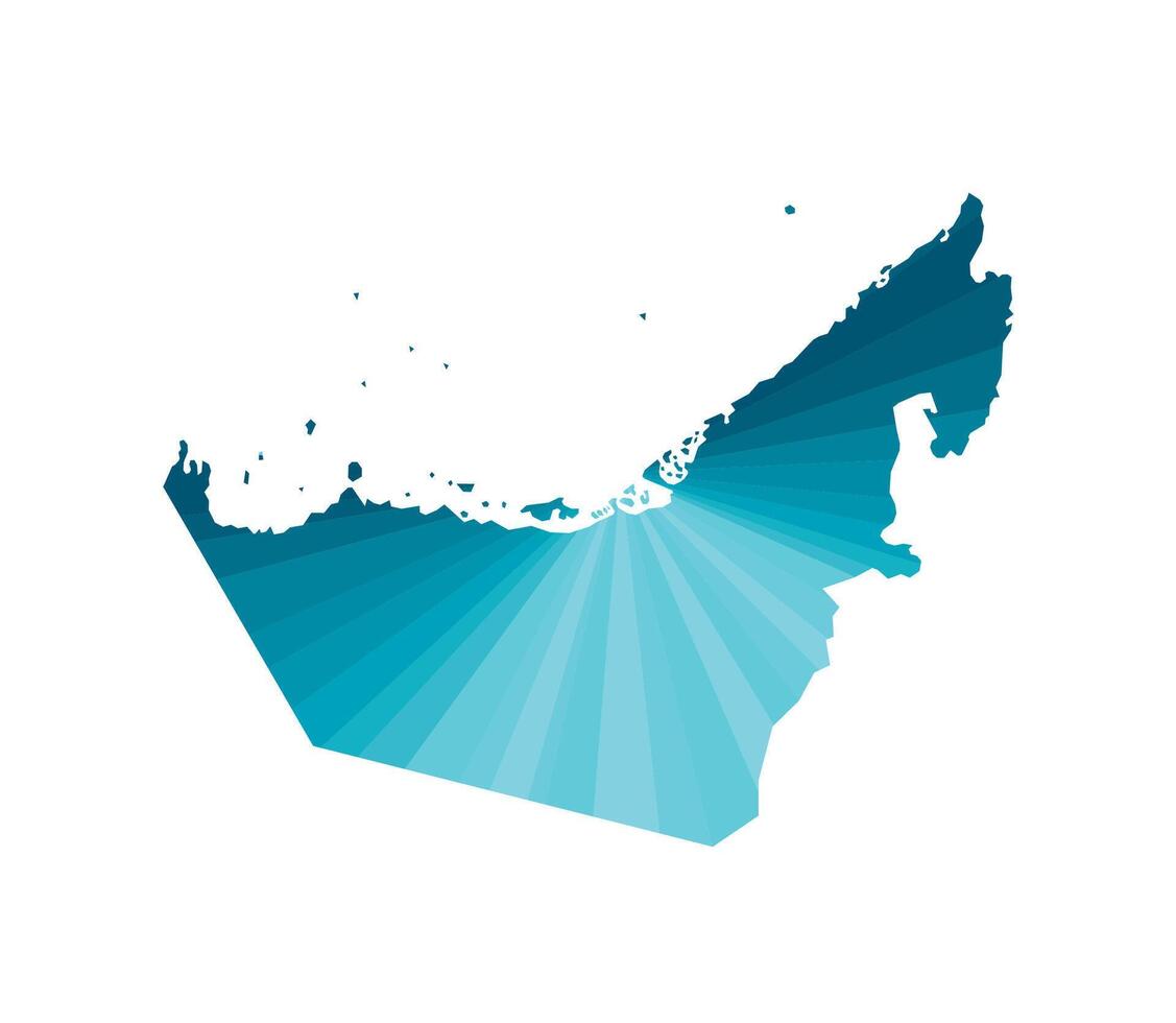 geïsoleerd illustratie icoon met vereenvoudigd blauw silhouet van vae, Verenigde Arabisch emiraten kaart. veelhoekige meetkundig stijl. wit achtergrond. vector