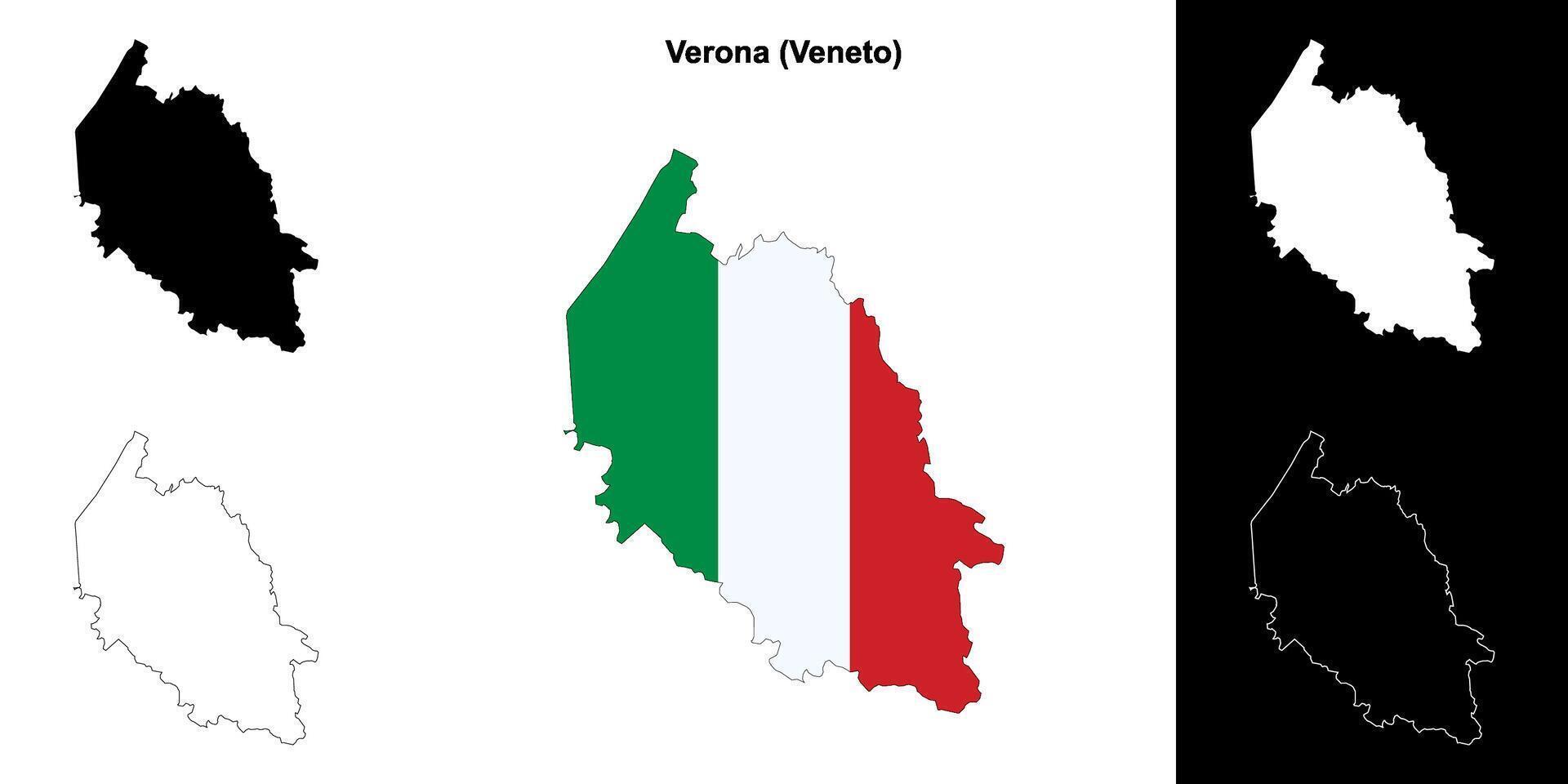 verona provincie schets kaart reeks vector