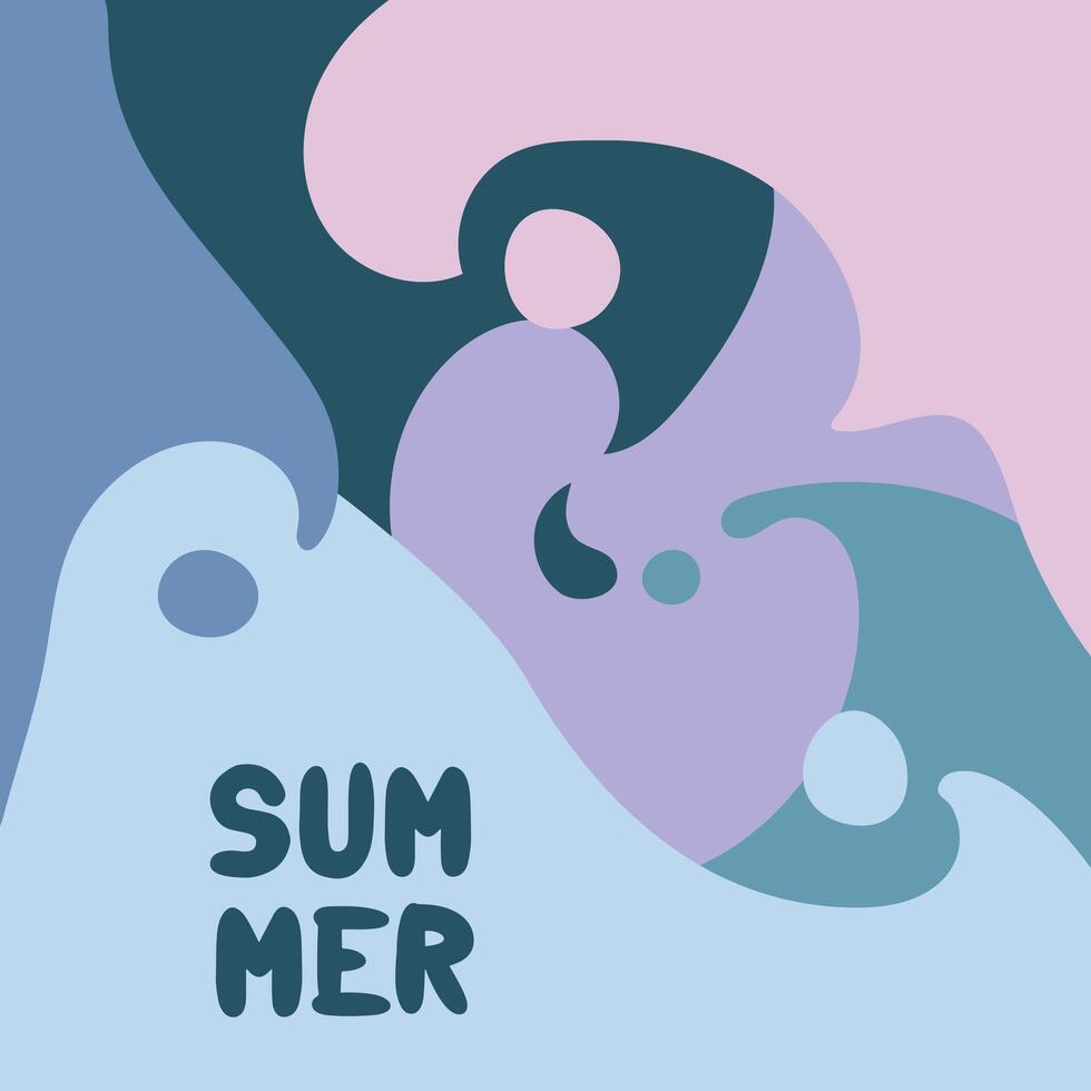 zomer achtergrond in de kleuren van de zee Golf. helder, geometrisch, korrelig wijnoogst stijl vlekken in de het formulier van golven. delicaat tinten van een abstract achtergrond met een opschrift het drukken zomer thema vector