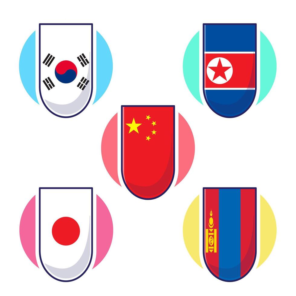 Super goed tekenfilm van oosten- Aziatisch landen vlag icoon mascotte illustratie vector