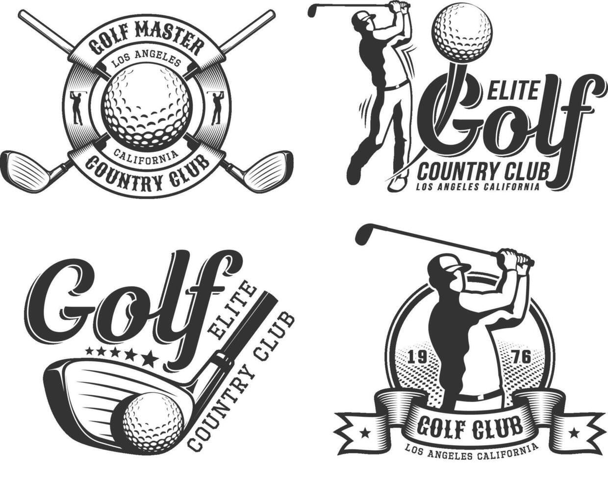golf embleem met golfspeler vector