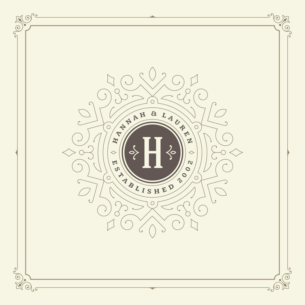 ornament monogram logo ontwerp sjabloon bloeit kalligrafische decoraties elegant Koninklijk lijnen. vector