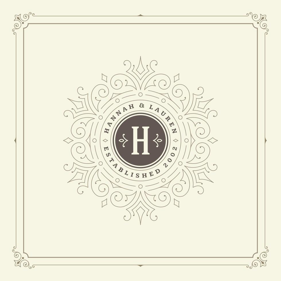 ornament monogram logo ontwerp sjabloon bloeit kalligrafische decoraties elegant Koninklijk lijnen. vector