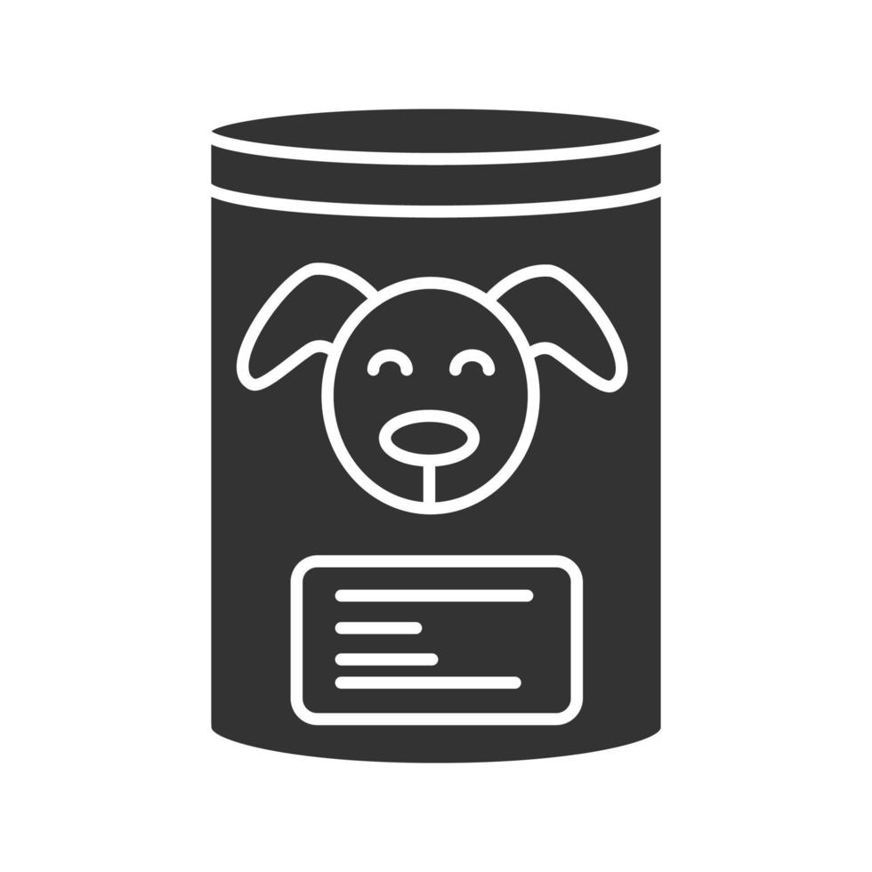 ingeblikt hondenvoer glyph icoon. huisdieren voeding. silhouet symbool. negatieve ruimte. vector geïsoleerde illustratie