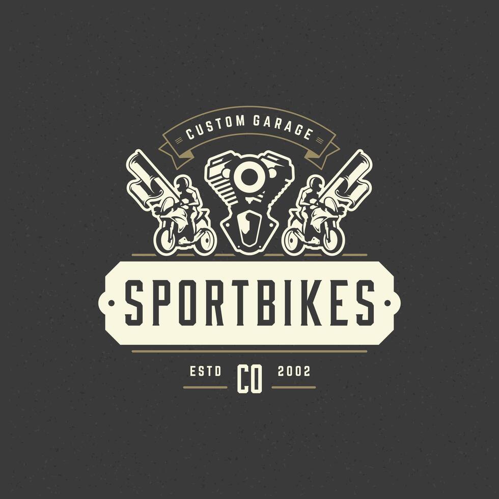 sport motorfiets logo sjabloon ontwerp element wijnoogst stijl vector