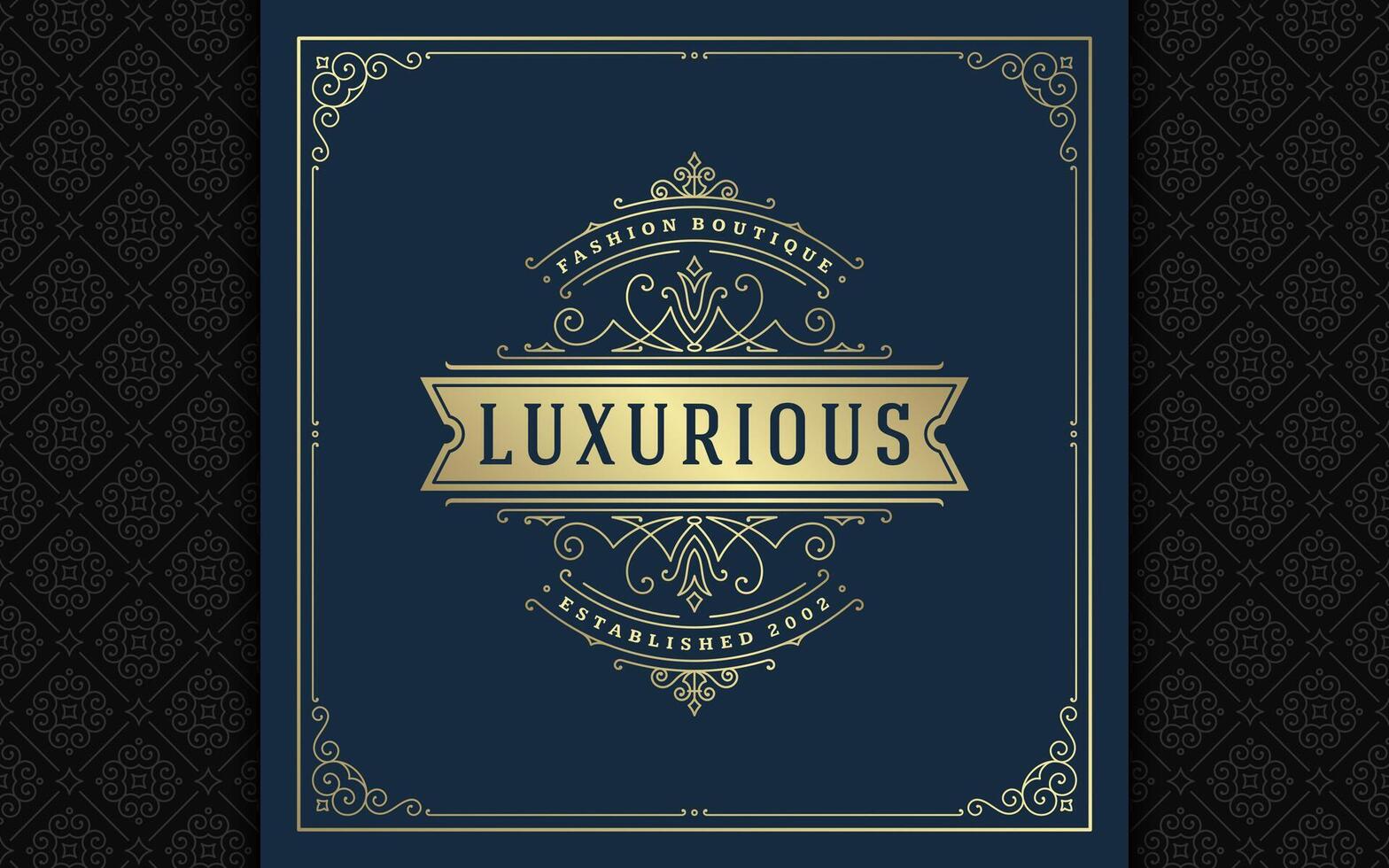 luxe logo elegant wijnoogst bloeit met Victoriaans ornamenten vector