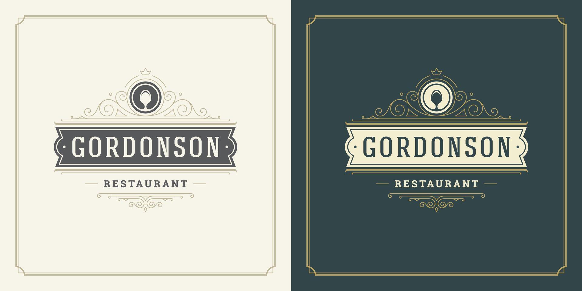 restaurant logo sjabloon illustratie voor menu en cafe teken vector